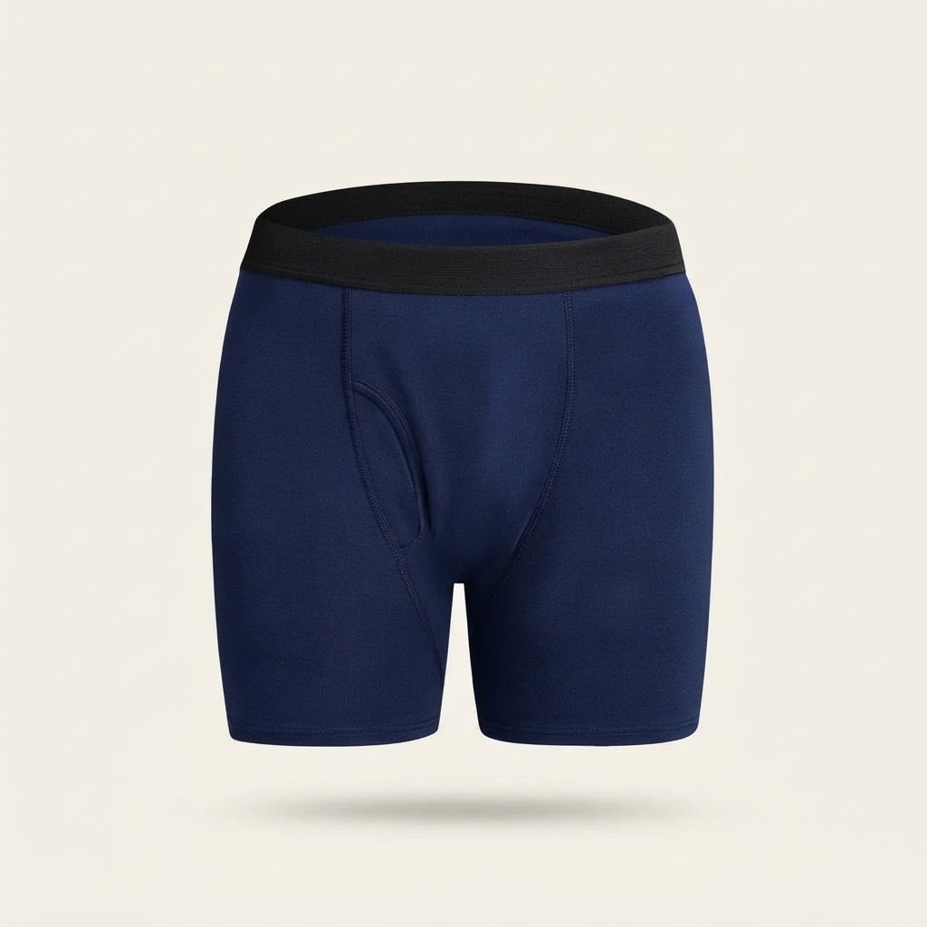 Holdfast leak-proof boxers in blue, front view