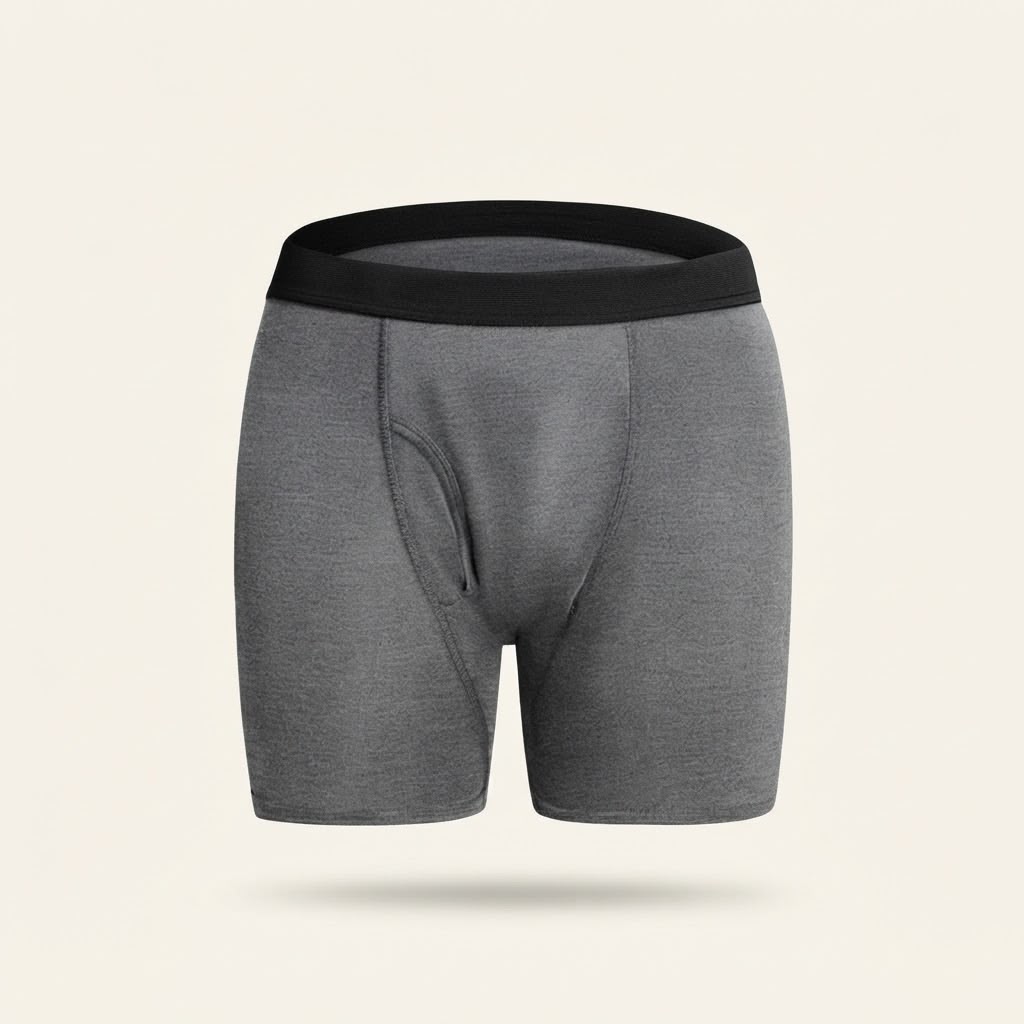 Holdfast leak-proof boxers in grey, front view